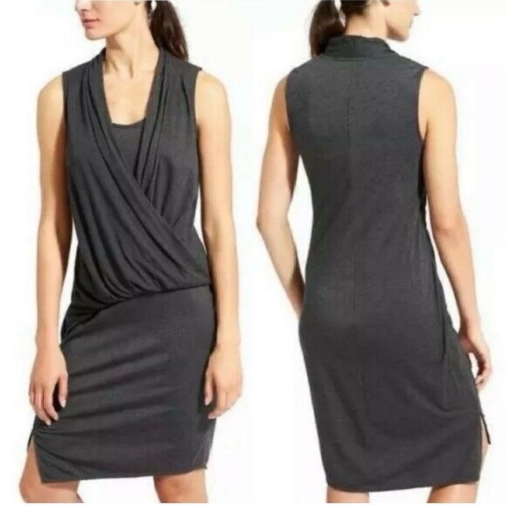 Athleta Gray Sleeveless Surplice Jersey Duet Dress S New